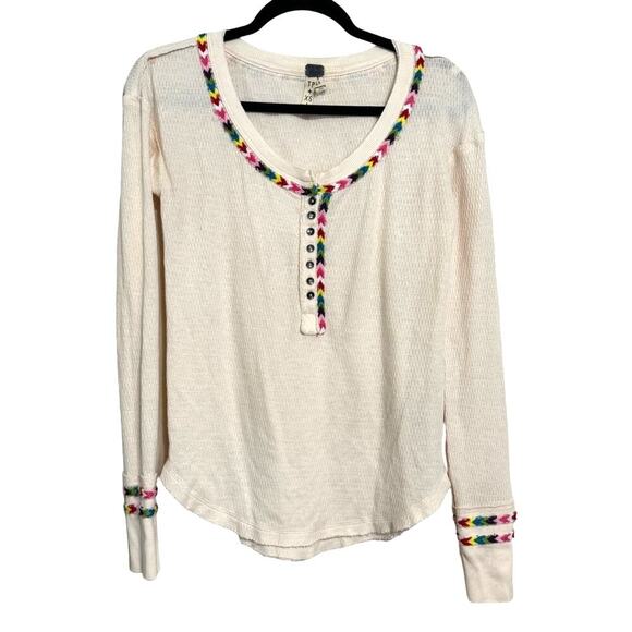 Free People Tops - Free People Rainbow Thermal Henley Size XS